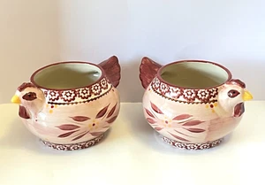 Pair of Temp-Tations Cranberry Figural Chicken Soup Bowls - Picture 1 of 13