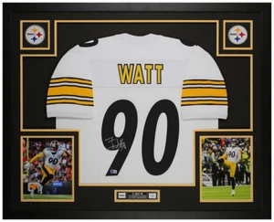 TJ Watt Autographed and Framed White Pittsburgh Jersey Auto Beckett COA - Picture 1 of 5