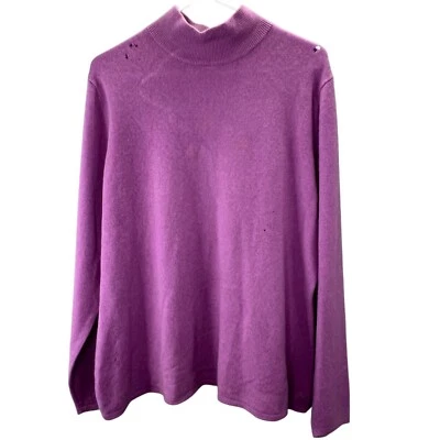 Vintage Marshall Fields Cashmere Sweater 1X Mauve Rose Purple FLAW HOLES - Image 1 of 4