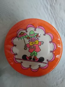 Vtg Unopened House Of Paper Orange Clown Plates 8 7" - Picture 1 of 4