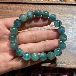 10.5mm Natural Blue Green Kyanite Cat Eye Crystal Gemstone Crystal Bracelet AAAA - Picture 1 of 6
