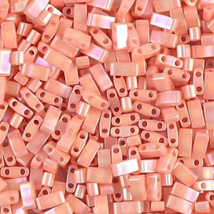 Miyuki Half Tila Beads 2-Hole Rectangle  2.3 x 5mm 7.8GM Semi-Matte Opq Salmon - Picture 1 of 1