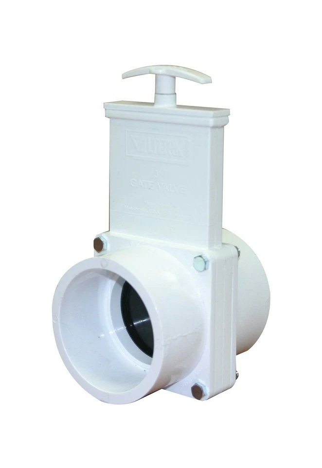 Valterra 6301 PVC Gate Valve White 3" Slip Unrestricted Flow Simple Push/Pull - Image 1 of 1