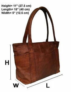 Mujeres 16, Bolso de Mano Bolso de Hombro Hecho a Mano Cuero Marrón Real Cartera de Compras - Imagen 1 de 9