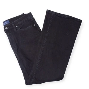 Gap 70s Flare High Rise Jeans Womens 16 33R Black Denim Stretch Five Pocket - Picture 1 of 13