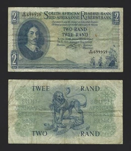 SOUTH AFRICA 2 Rand 1962-5, P-104b Sign: Rissik, English Top, Orig Av. VF Grade - Picture 1 of 1