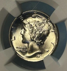 1938-S Mercury Dime 10C NGC MS66 FB Full Bands - Picture 1 of 4