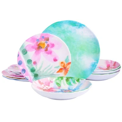 Cinnamon Twist Decorated Assorted Color Melamine Dinnerware, Service for 4 (1... - Image 1 of 4