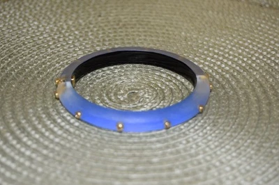 Alexis Bittar 铰边 Lucite 手镯 水绿色 浅蓝色 镀金 2 3/8 — 第 1/4 张图片