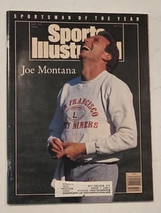 Sports Illustrated 1990 edición del 24 de diciembre con etiqueta postal Joe Montana - Imagen 1 de 2