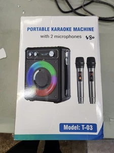 Karaoke Machine, Portable Bluetooth Speaker with 2 Wireless Microphones, PA... - Picture 1 of 5