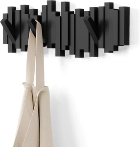 Sticks Attaccapanni Da Parete Con 5 Ganci Ribaltabili, Nero, ‎49.53 X 3.18 X 18. - Foto 1 di 12