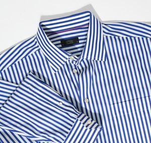 Eton Shirt Mens 17.5 44 Blue White Striped Contemporary Fit Dress Button Up - Picture 1 of 9