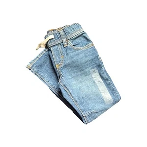 Gap Kid Boy XS 4 to 5 Jeans Pull On Stretch Slim Leg Adjustable Tie Denim Blue - Picture 1 of 4