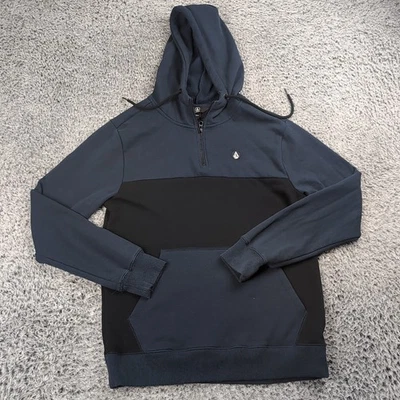 Volcom Hoodie Men Small Blue Black Pullover Sweatshirt 1/4 Zip Skater Outdoor - Image 1 of 4