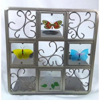 PartyLite Butterfly Candle Holder 8 Frames Metal Easel Vintage Tea Lights Floral - Image 1 of 4