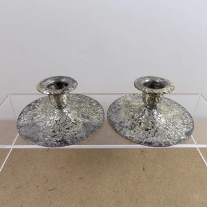 Pair of Antique Roycroft Hammered Metal Candlesticks Candle Holders - Picture 1 of 6