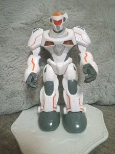 HAP-P-KID 2004 White Toy Robot - Lights Up, Walks,& Shooting Sounds Works Great - Picture 1 of 5