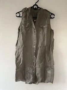 pete & greta Johnny Was Sleeveless Blouse Tunic XS Linen Khaki - Picture 1 of 7