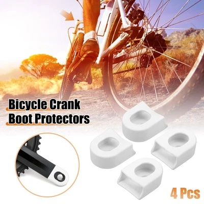 4pcs Silicone Bicycle Cycling Bike Crank Boot Protector Crank Arm Cover White - Image 1 of 4
