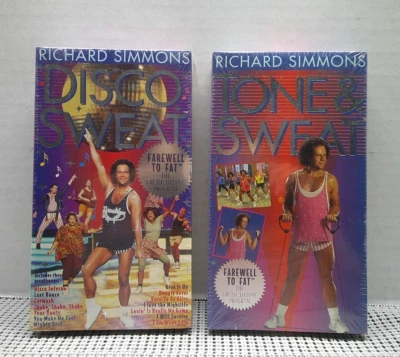 Richard Simmons Disco Sweat  & Tone & Sweat VHS & Toning Cord Lot - Image 1 of 4
