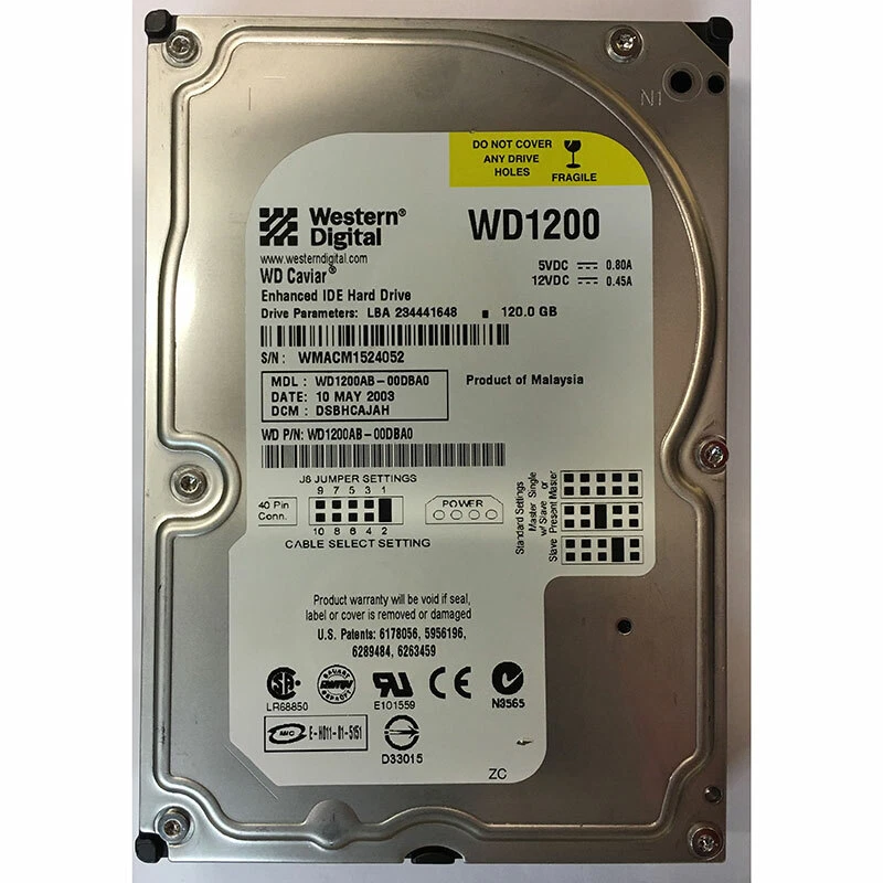WD1200AB-00DBA0 - Western Digital 120GB 7200 RPM IDE 3.5" HDD - Image 1 of 1