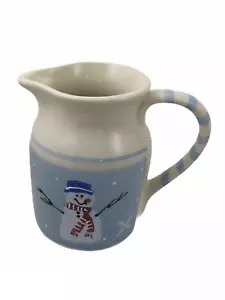 Brocca Hartstone Pottery Snow People pupazzo di neve blu e bianco 30 oz USA - Foto 1 di 4