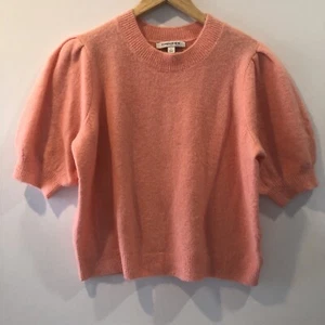 FOREVER NEW DENVER CORAL ALPACA POLYAMIDE WOOL PUFF SLEEVE KNIT TOP L RRP$90 - Picture 1 of 6