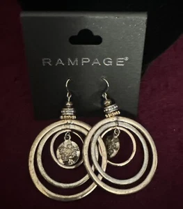 Earrings By Rampage Hoops Gold and Silver Tone - Picture 1 of 2