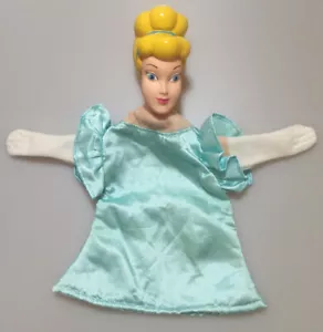 Vtg Cinderella Hand Puppet 10” Blue Satin Dress Plastic Rubber Head Soft Toy - Picture 1 of 4