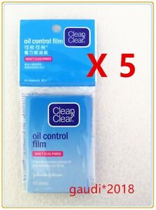 (Pack of 5) Clean and Clear Oil Control Film Blotting Paper --total 300 sheets