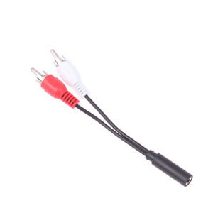 3.5mm Female To 2 Male RCA Cable Splitter Converter Aux Audio Extension Cord