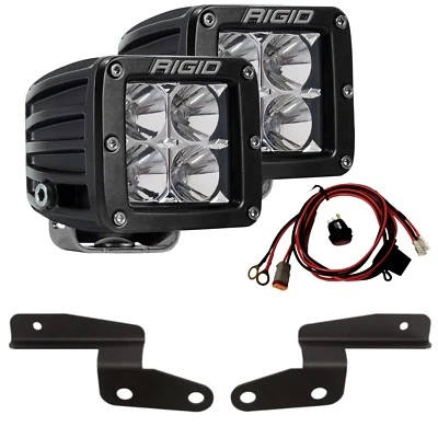 RIGID A-Pillar Mount Kit & D-Series PRO LED Lights for 18-25 Jeep Wrangler JL - Image 1 of 4