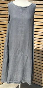 Vera Tucci Dark Grey S/L Heavy Linen Dress Labelled Size 3 - Picture 1 of 8