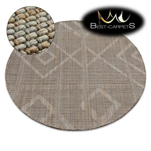 MODERN SISAL RUG 'NATURE' Circle Diamonds beige BOHO hard-wearing EASY CLEAN - Picture 1 of 6