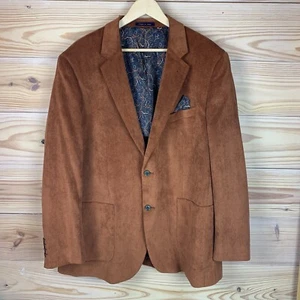 Alan Flusser Corduroy Blazer Mens XL Sienna Brown Paisley Lined Sport Coat Party - Picture 1 of 12