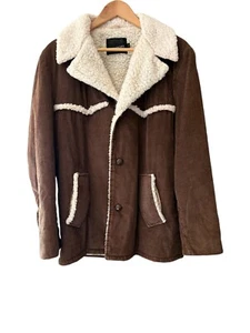 Vintage 70er J.C. Penney Rancher Jacke Cord Sherpa gefüttert Größe L - Bild 1 von 9