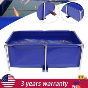 Blue Cuboid Canvas Fish Pond Aquarium Fish Water Tank Coating Koi Breeding Pond - Picture 1 of 20
