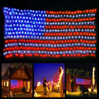 Led American Flag Lights,6.5ft*3.2ft Waterproof Led Flag Net Light Outdoor For 4