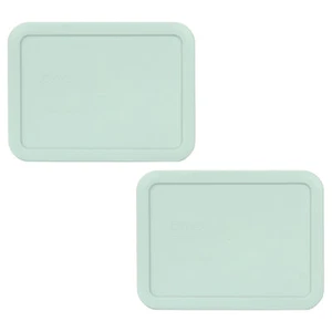 Pyrex 7210-PC Muddy Aqua Rectangle 3 Cup Plastic Storage Lid 2PK for Glass Dish - Picture 1 of 2