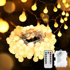 Battery Outdoor String Lights 49ft 100 LED Bulb String Lights Christmas Party - Picture 1 of 36