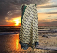 Womens Maxi Wrap Skirt, Reversible, Beige Beach Summer Skirt, Boho Chic One size