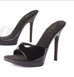 Ellie Shoes 502-Vanity Black Patent Mule UK2 In-Stock IN-STOCK - Picture 1 of 1