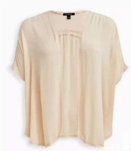 Torrid Sand Crinkle Gauze Shawl Kimono Open Tan Lightweight Woven Ruana Size 5/6 - Picture 1 of 15