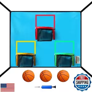 Trampoline Basketball Hoop with 3 Hoops and 3 Balls, Lightweight Basketball H - Picture 1 of 5