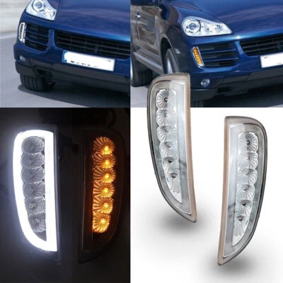 2 peças luz de circulação diurna LED DRL lâmpada de sinalização de neblina para Porsche Cayenne 2006-2010 - Imagem 1 de 4