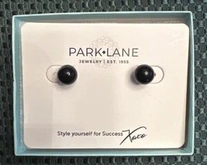 Park Lane “Darling” Stud Pierced Earrings Black Glass Pearl Retail $37 - Picture 1 of 2