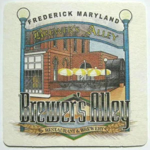 Alfombra de montaña rusa de cerveza Brewer's Alley Brewery con escena de cervecería Frederick Maryland 2005 - Imagen 1 de 2