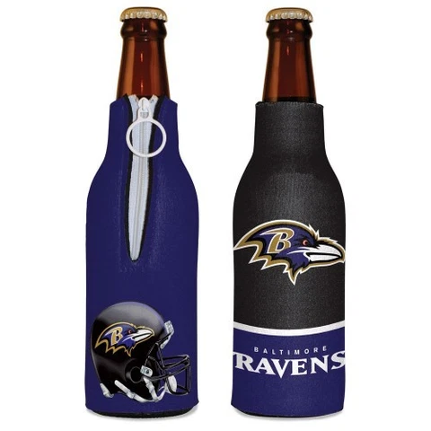 BALTIMORE RAVENS BOTTLE HOLDER COOZIE KOOZIE COOLER WITH ZIPPER Cover