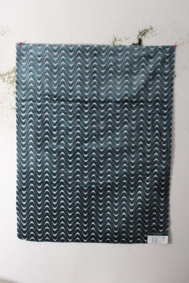 GP & J Baker, Jive Velvet, Geometric Novelty, 28" W X 36" L, Color Teal - Image 1 of 1